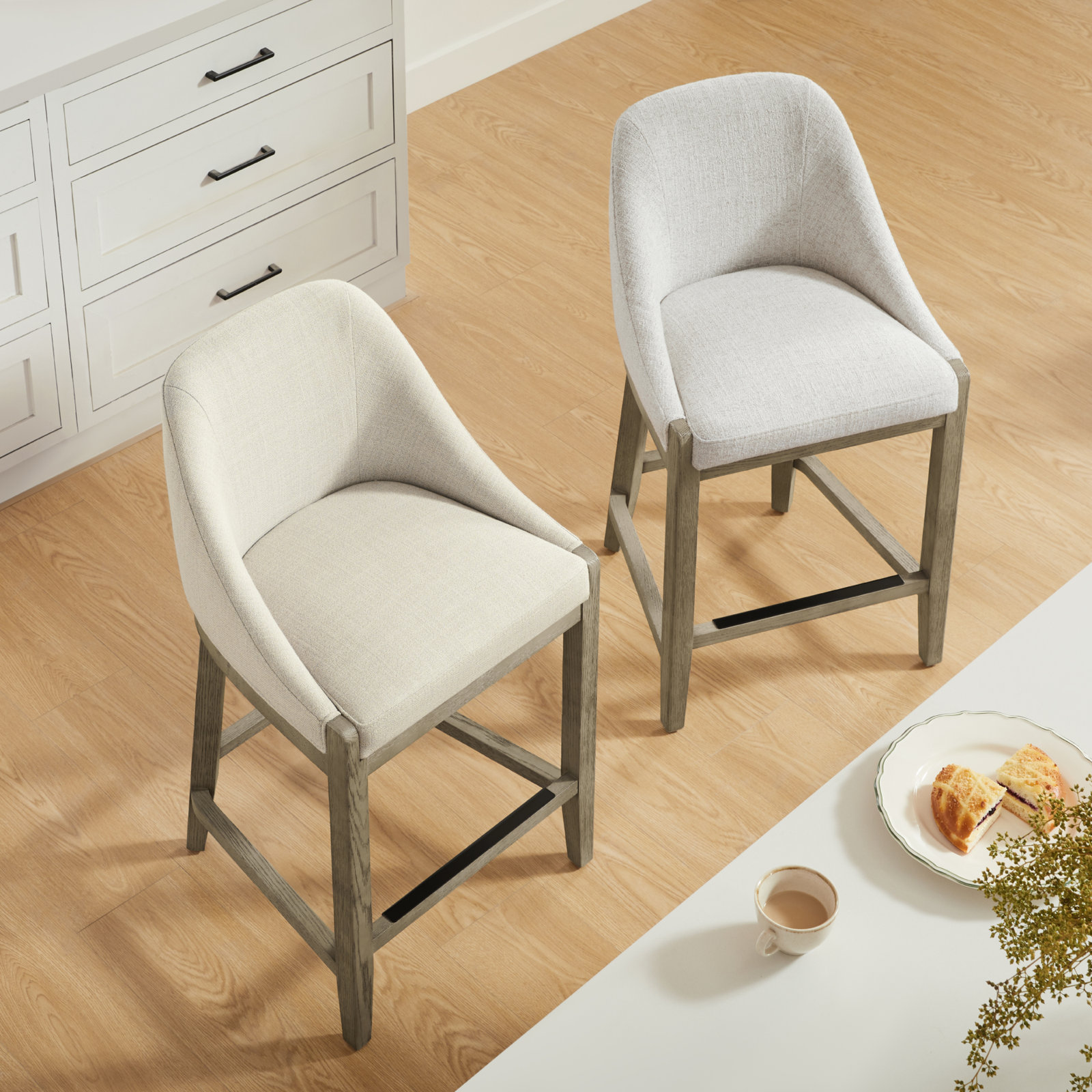 Shiner Upholstered Counter Stool, Nathan Wheat Tweed