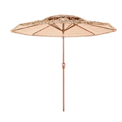 Parasol de patio en chaume à 2 niveaux 9 pieds Tiki
