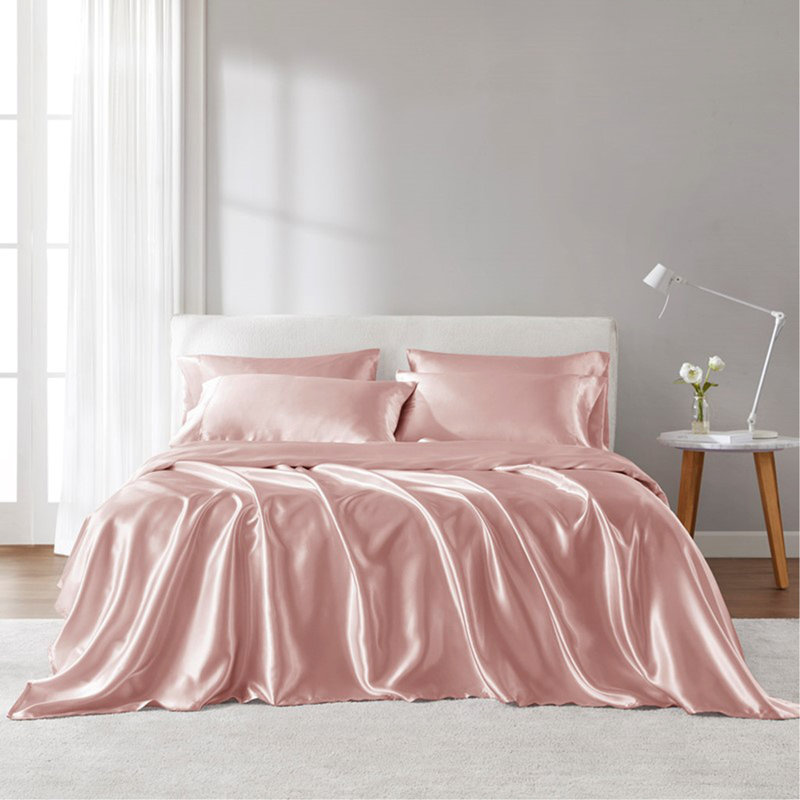 Ensemble de draps 4 pièces, Couvre-lit simple + 3 pièces supplémentaires, Rosé