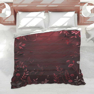 Red Leaves Bedding Floral Comforter Modern