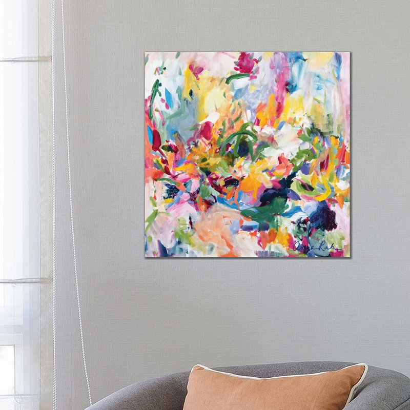 «In The Springtime» par Amira Rahim, impression abstraite, H 26 po x l 26 po, Toile tendue, Sans cadre