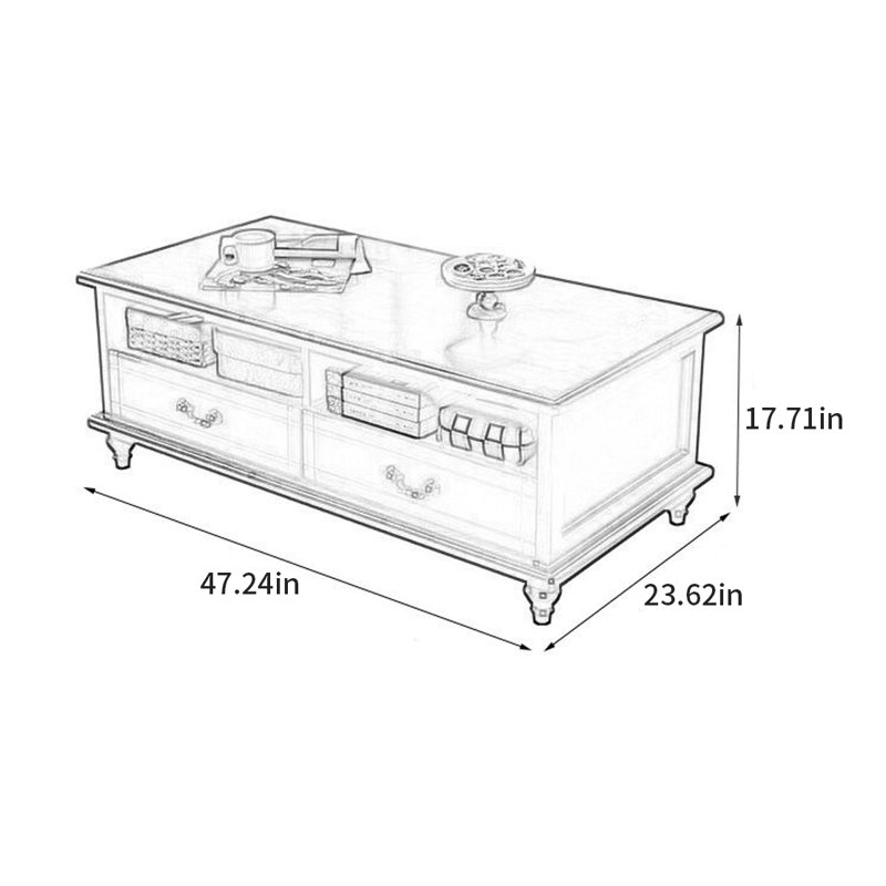 Table basse simple et moderne de luxe, H 17,71 po x L 47,24 po x l 23,62 po, Tanné