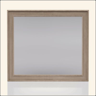 Beveled Glass Sand Colored Cane Mirror - Rubberwood, Dresser Mounted