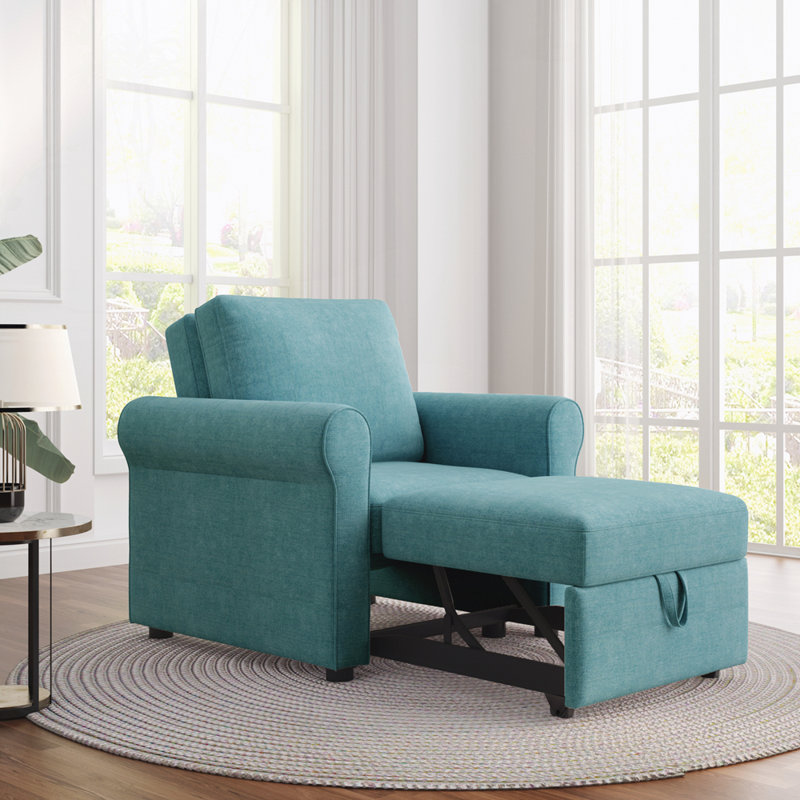 3-in-1 Convertible Chaise Lounger with Adjustable Backrest, Teal