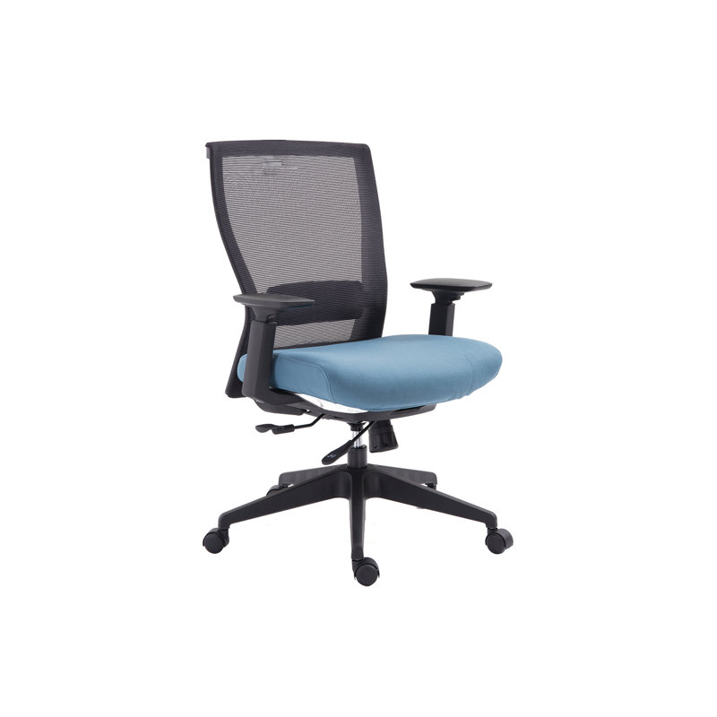 Chaise de bureau ergonomique à dossier en filet Mia avec accoudoirs et soutien lombaire réglables, Océan, Tissu