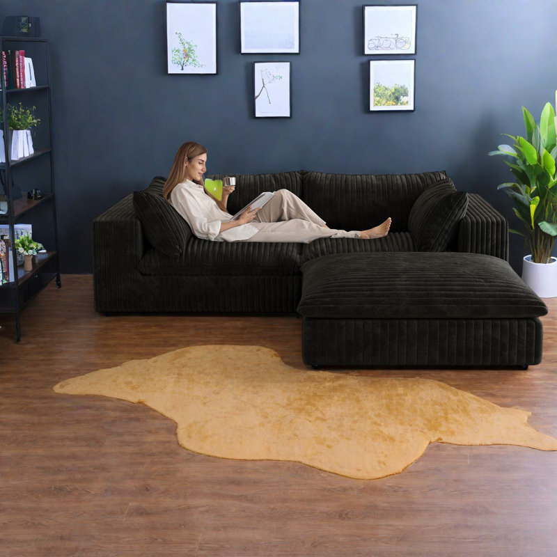 Luxueux canapés en nuage, velours côtelé, noir, polyvalent et modulaire pour n'importe quelle pièce