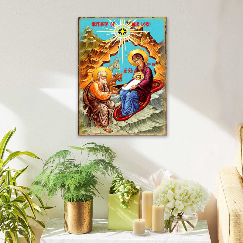 Inspiration, icône, crèche de Noël, peinture sur bois