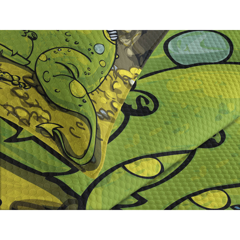 Ambesonne Dragon Bedspread Set Creature Sleeping Multicolor, Queen Bedspread + 2 Standard Shams
