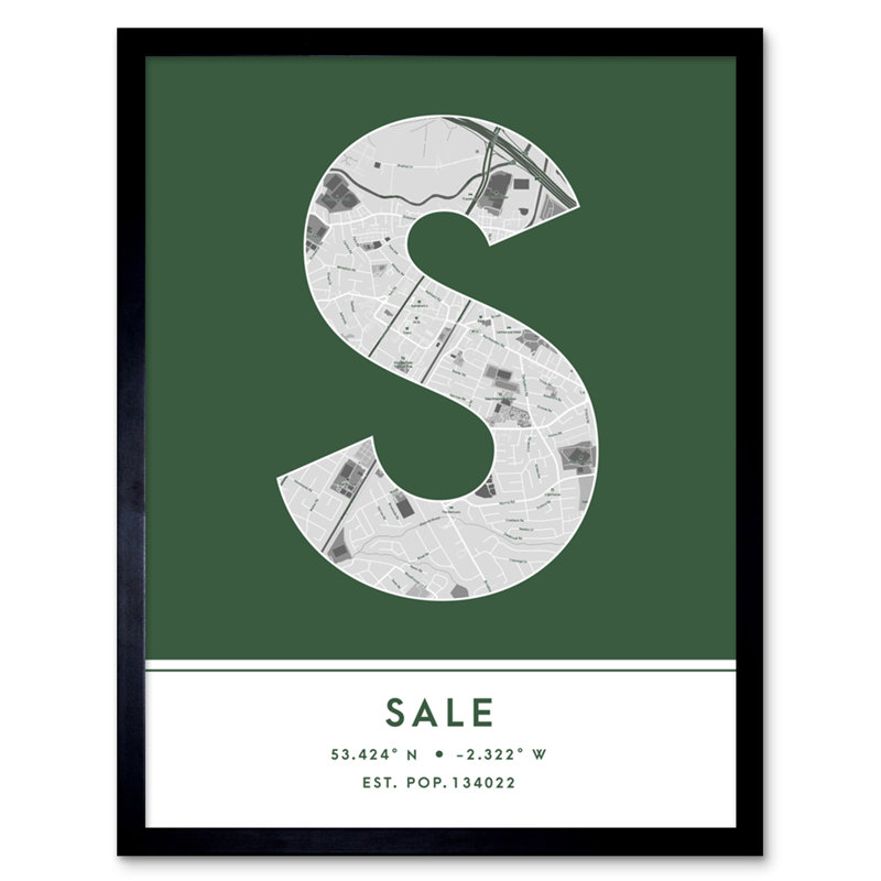 Sale City Map Sale Green by Wee Blue Coo - Single Picture Frame Typography