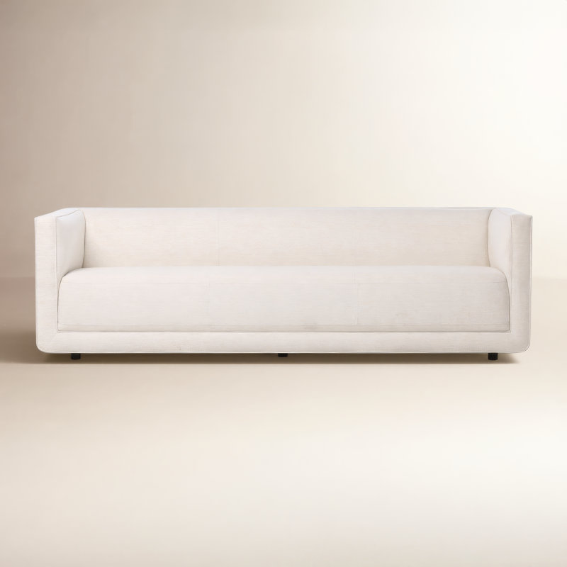 Phillip 94.5" Upholstered Sofa, Nomad Snow Crypton Top Grain Leather