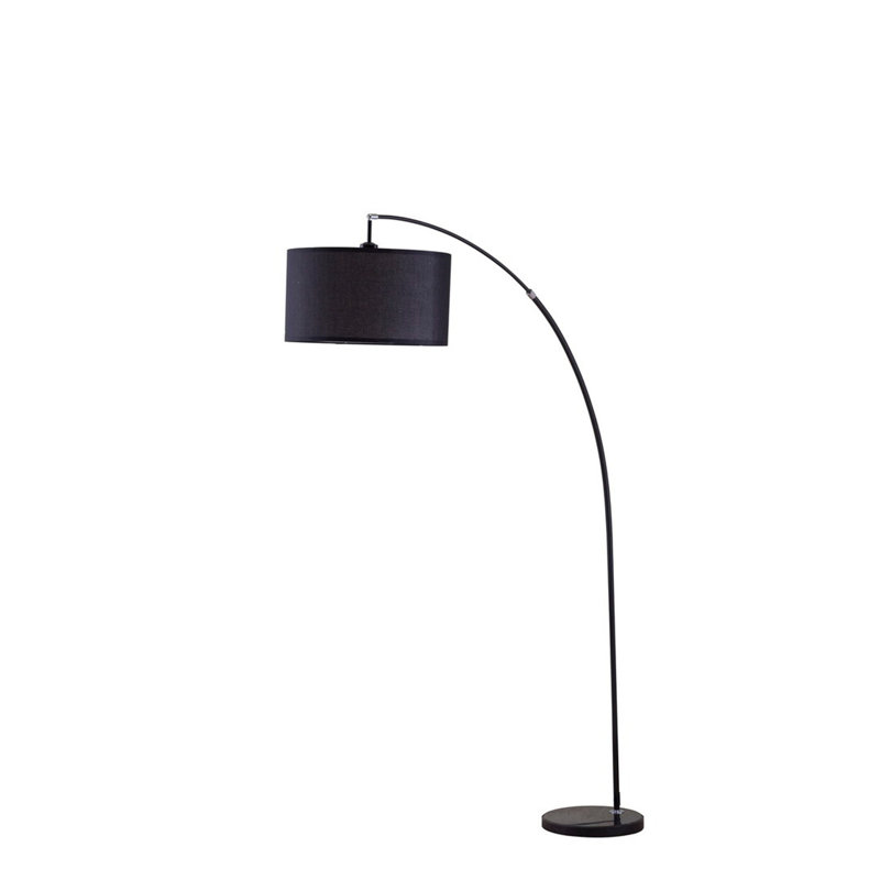 86" Tall Metal Floor Arc Lamp, Black, Black