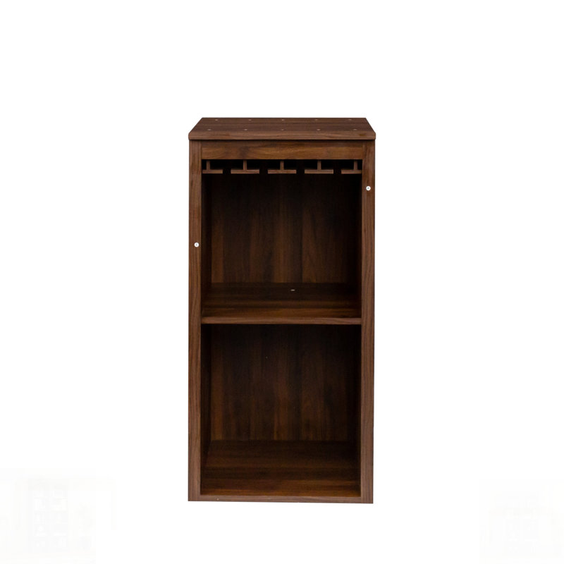 Armoire à vin modulaire avec tablettes de rangement et huche pour l'organisation élégante de la salle à manger, Noyer