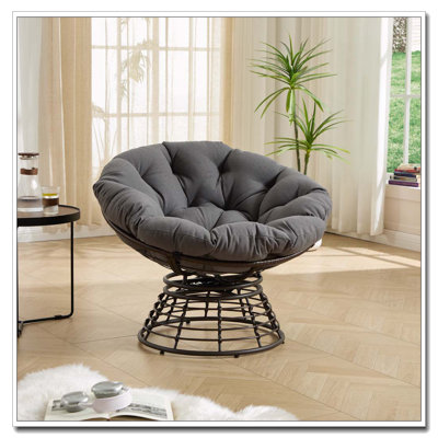 Chaise pivotante à 360 ° pour l'intérieur et l'extérieur avec coussin doux et épais