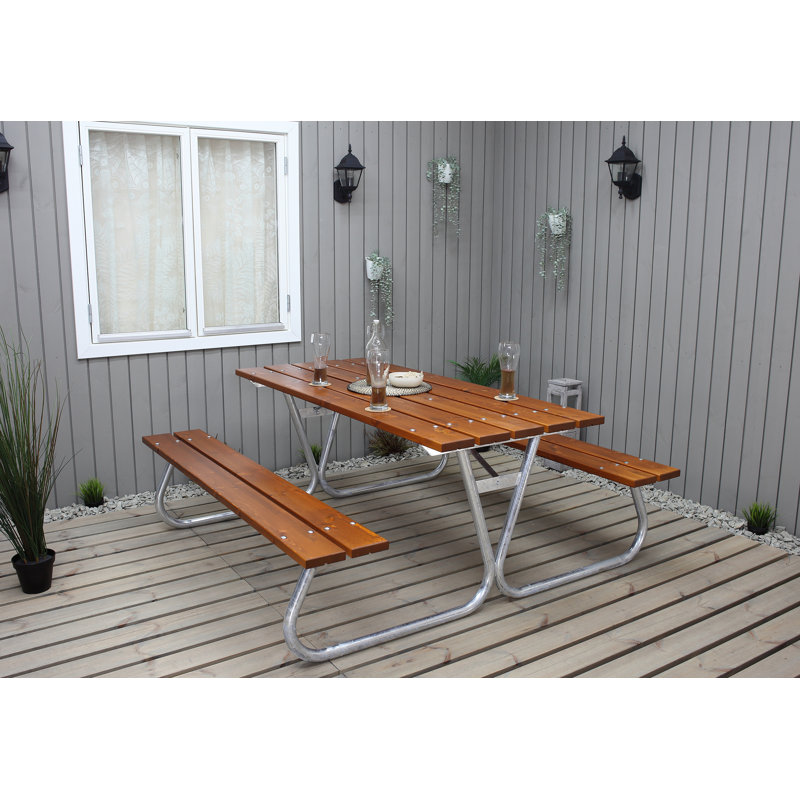 Berdeja Rectangular Outdoor Dining Table , cm W 444.5cm cm D, Brown