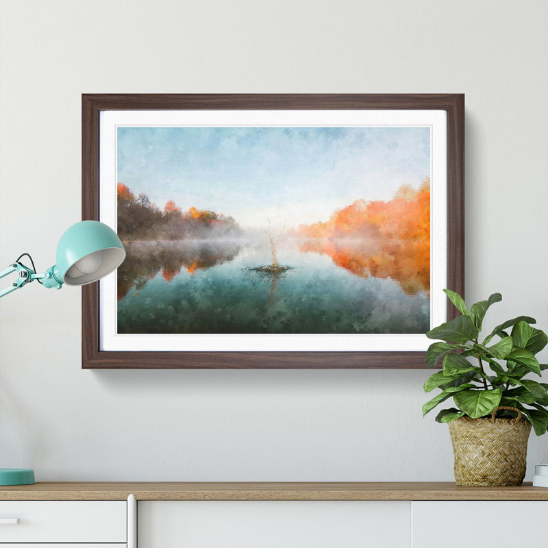 Lake Splash - Picture Frame Painting Print, Walnut Framed, 62cm H x 87cm W x 2cm D