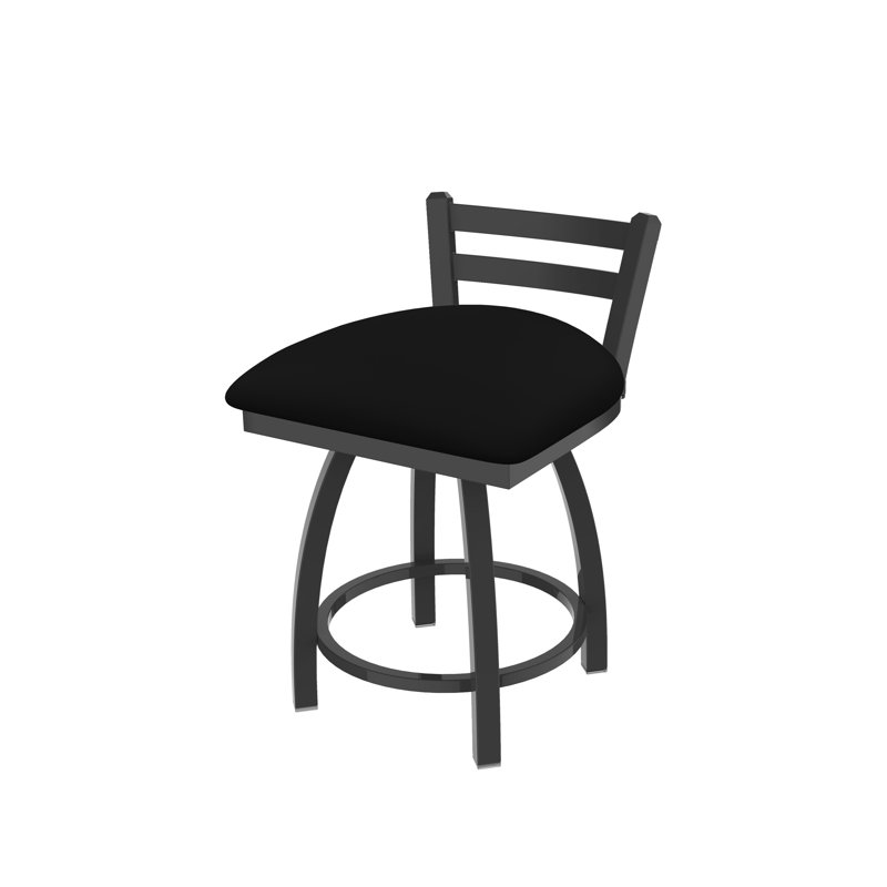 Jackie 18" Tall Metal Vanity Stool, Vinyl-Black Vinyl, Pewter