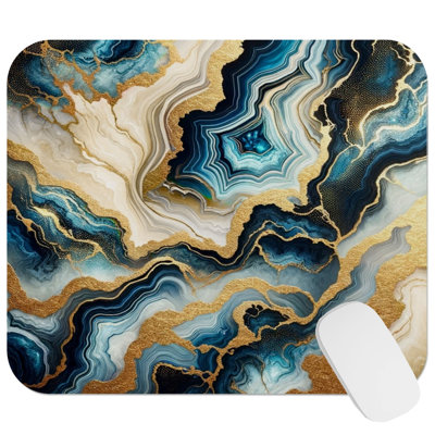 Abstract Geode Crystals Marble Agate Dream XVI Modern Gaming Cute Office Laptop Desk Pad Gift Mat Square Rectangle Non-Slip Mousepad