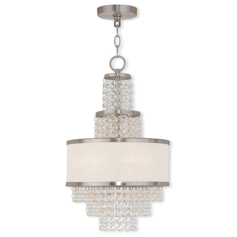 Eshaa 3 - Light Dimmable Tiered Chandelier, Brushed Nickel, 20" H x 11.75" W x 11.75" D