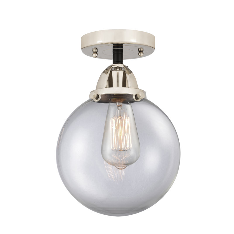 Plafonnier semi-encastré en verre à DEL, H 11,25 po x l 8 po x P 8 po, Grainé, Laiton brossé