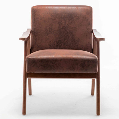 Accent Chair with Upholstery and Solid Wood Frame, Classic Mid-Century Modern Living Room Furniture for Extra Seating