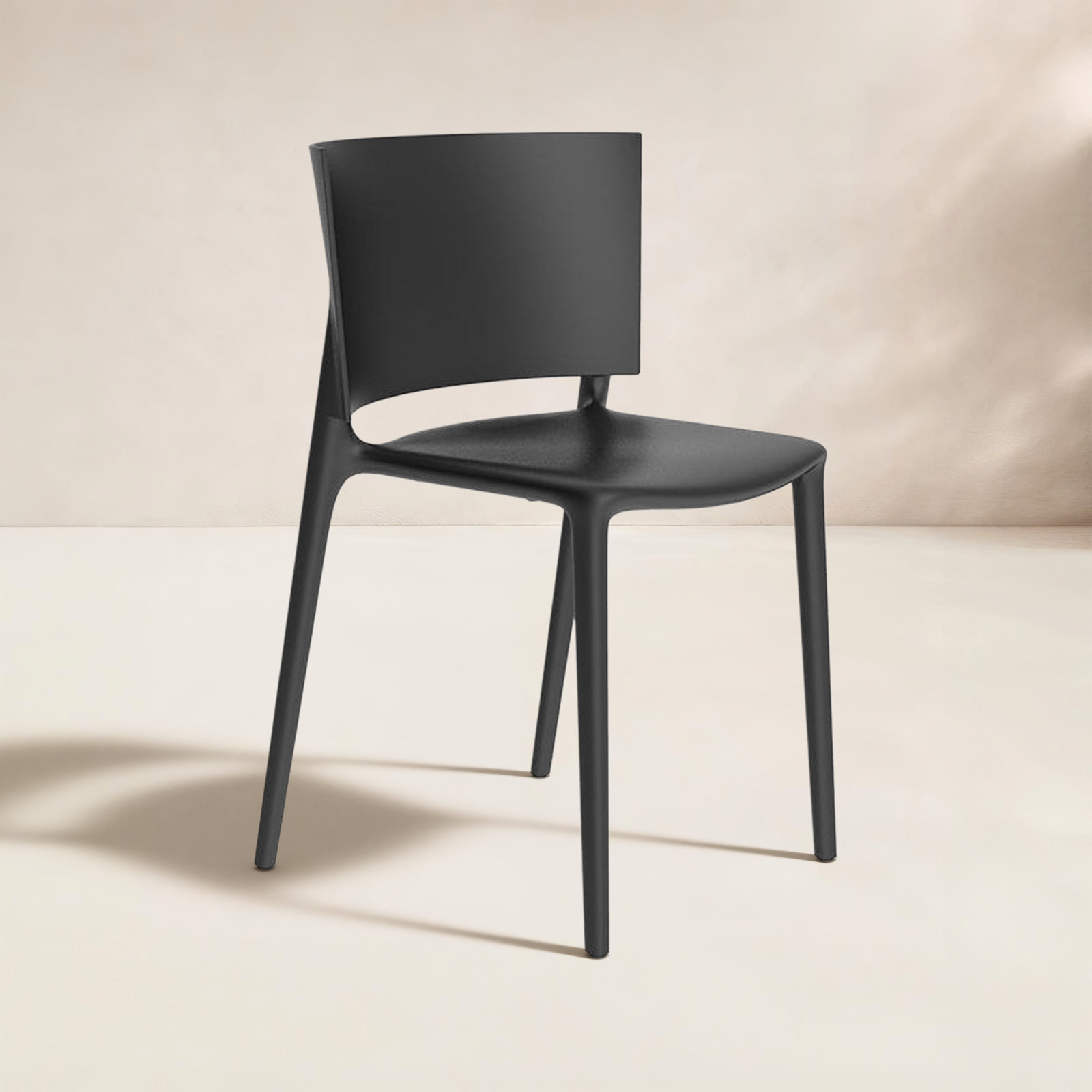 Africa Stackable Patio Side Chair, Black