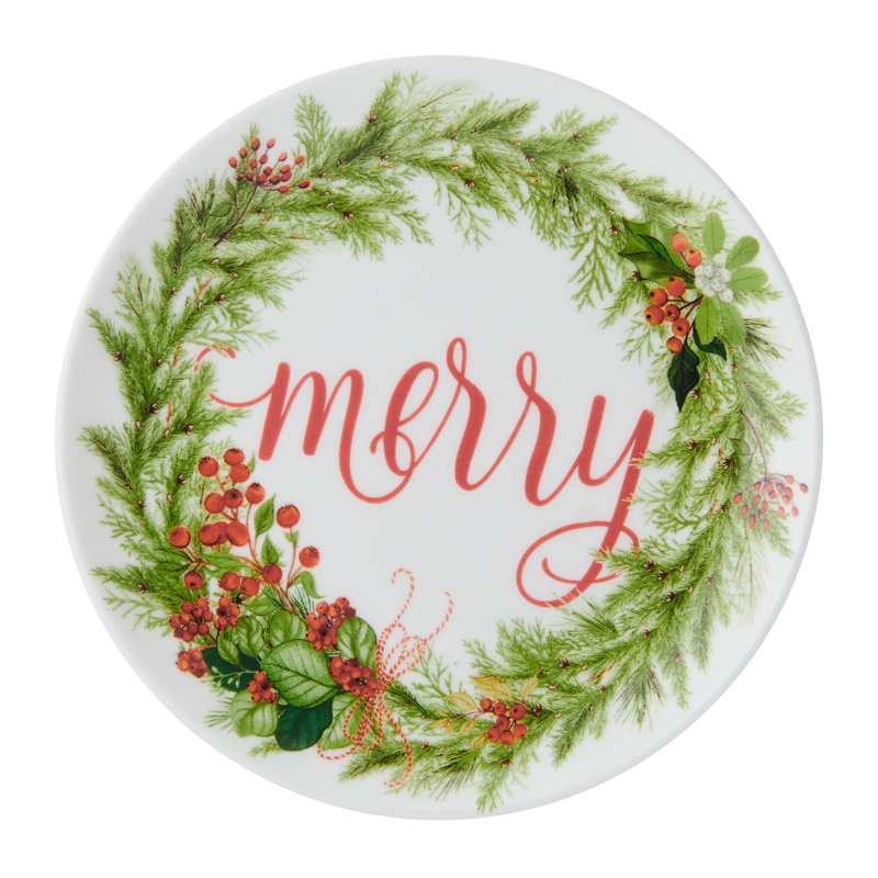 Festive Garland 7-In Bone China Appetizer Plates, Set Of 6