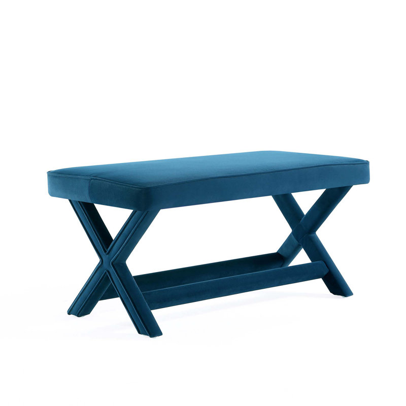 Banc rembourré Abigail Mid-Century, Bleu, Bleu