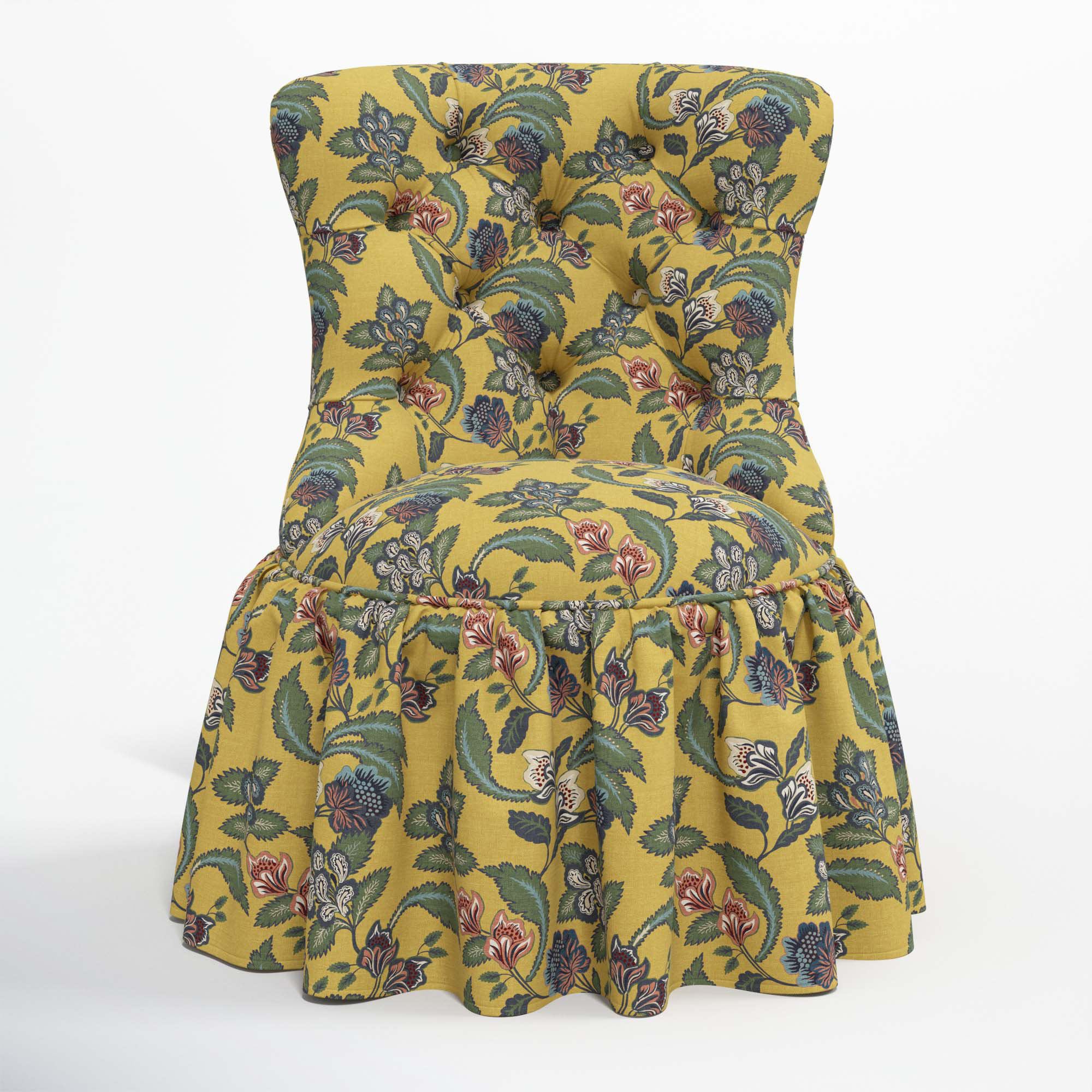 Minnie Upholstered Side Chair, Libby Floral Gold