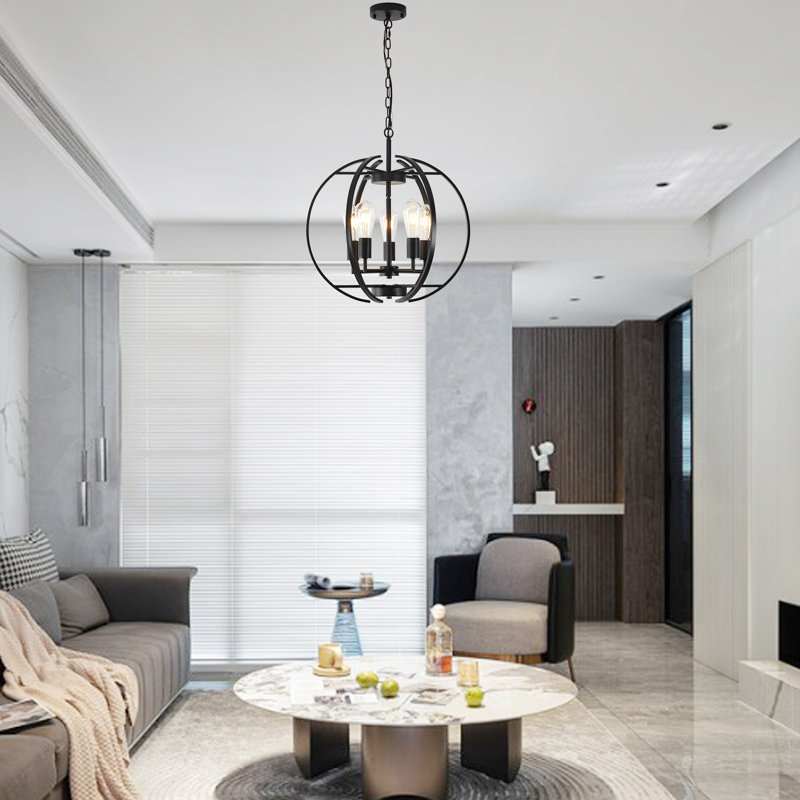 5 - Light Dimmable Lantern Globe Chandelier