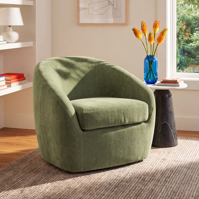 Stargazer Upholstered Barrel Chair, Forest Performance Chenille