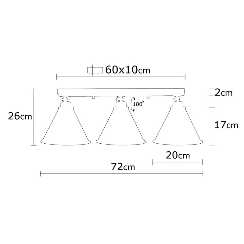 Plafonnier semi-encastré 3 lumières 28,35 po Excalibur