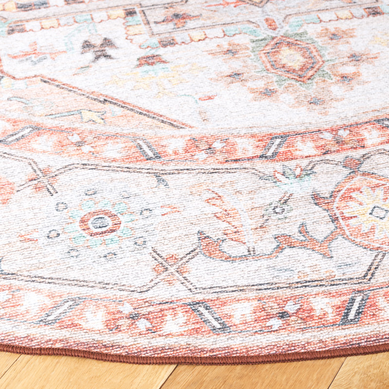 Sayne Performance Machine Washable Oriental Rug, Round 6'