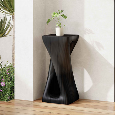 Table d'appoint d'extérieur, table de bout en forme de torsion, table d'appoint décorative, table de tabouret de jardin pour le balcon de la plage, côté piscine, béton léger, texture semblable au bois