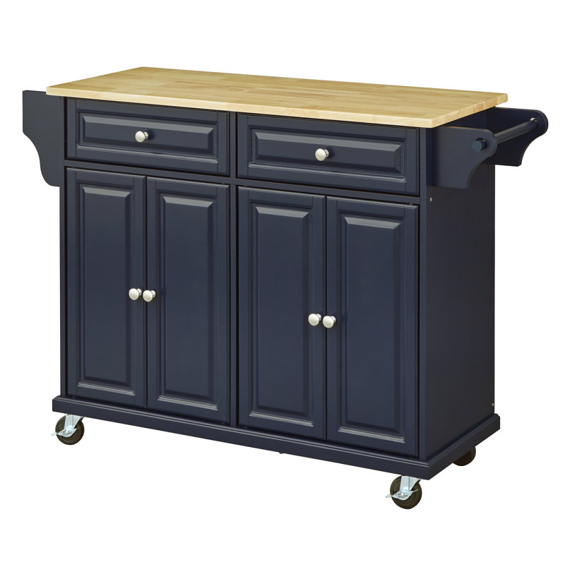 Idlewild Solid Wood Top Kitchen Cart, Indigo