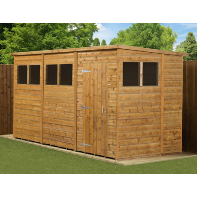 Modular Pent Garden Shed  12X6 With Windows