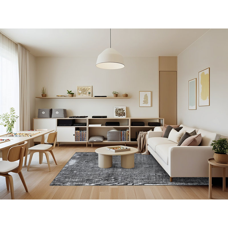 Tapis gris anthracite en laine Fran, Rectangle 7 pi x 9 pi
