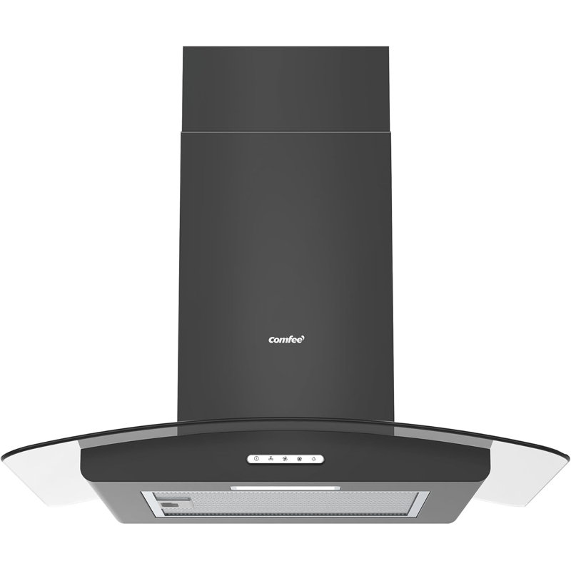 60cm Chimney Cooker Range Hood Kitchen Extractor with 3-Speed Modes, Black