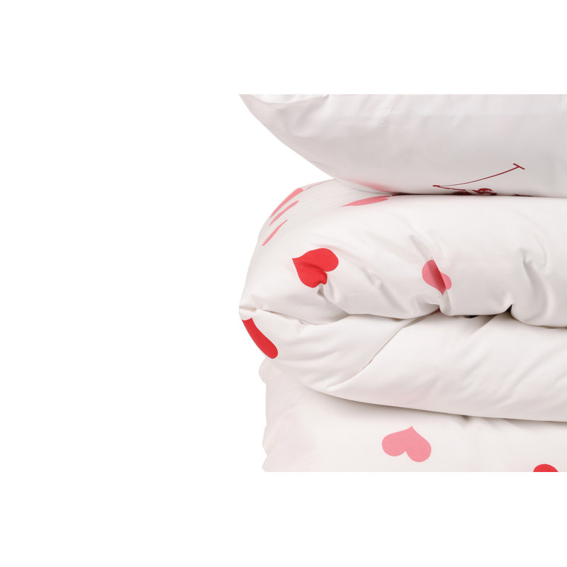 Ensemble de housse de couette 100% coton rose / blanc / rouge Claret, Housse de couette 59 "x 83" + 1 taie d'oreiller st