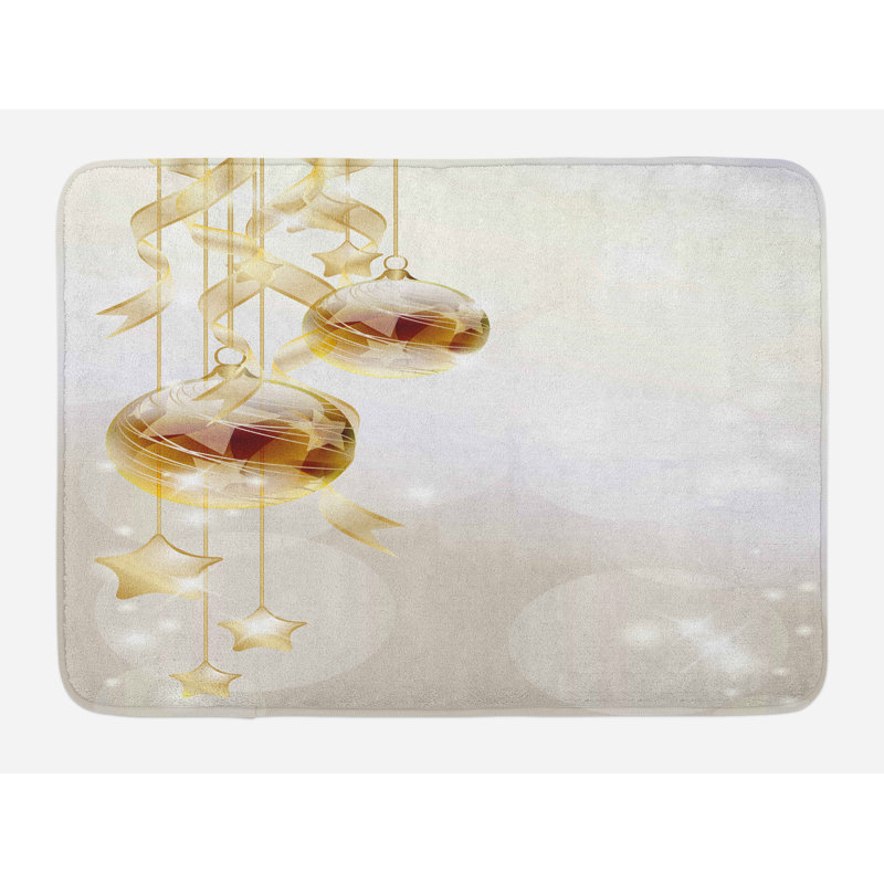 East Urban Home Bath Mat, Non Slip Backing, 30.2" x 20", Dimgrey and White