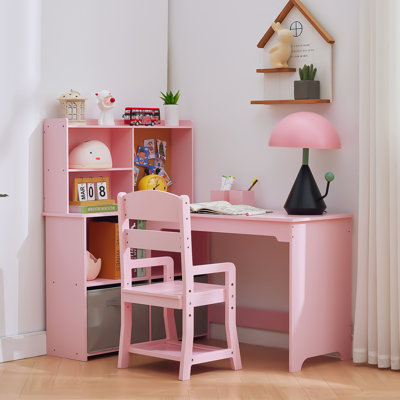 Kids Corner Desk and Chair Set, L-Shaped Study Table for Children by Hokku Designs
