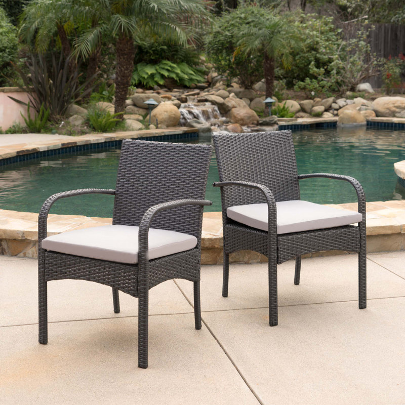 Ensemble de 2 chaises d'extérieur en osier, Gris, Gris