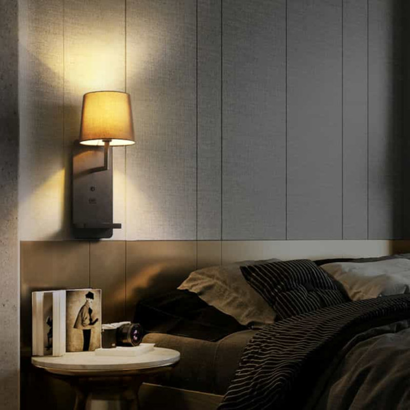 UltraBeam 4 Watt Black Reading Wall Light For Bedroom - USB & Wireless Charging