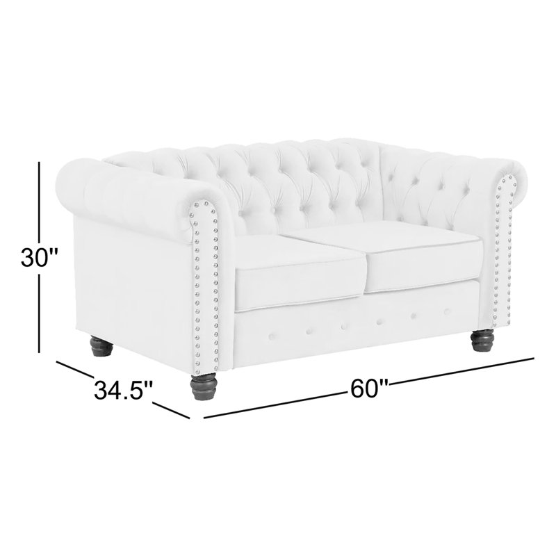 60'' Upholstered Loveseat, Beige Linen Blend