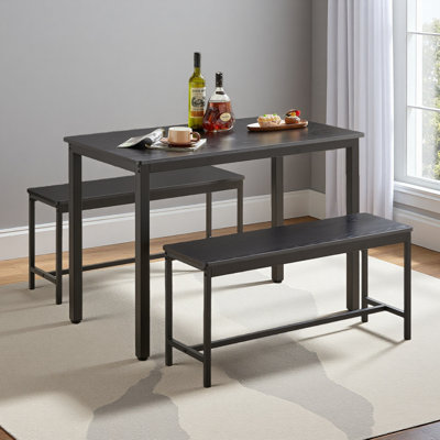 Ensemble de table de salle à manger, table de bar avec 2 bancs de salle à manger, comptoir de table de cuisine avec chaises, table de petit déjeuner industrielle pour la cuisine, salon
