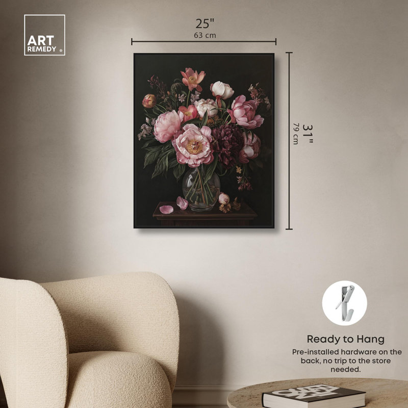 Classics in Mood Floral Canvas Gothic Botanicals par Art Remedy, H 31 po x l 25 po, Cadre flottant noir