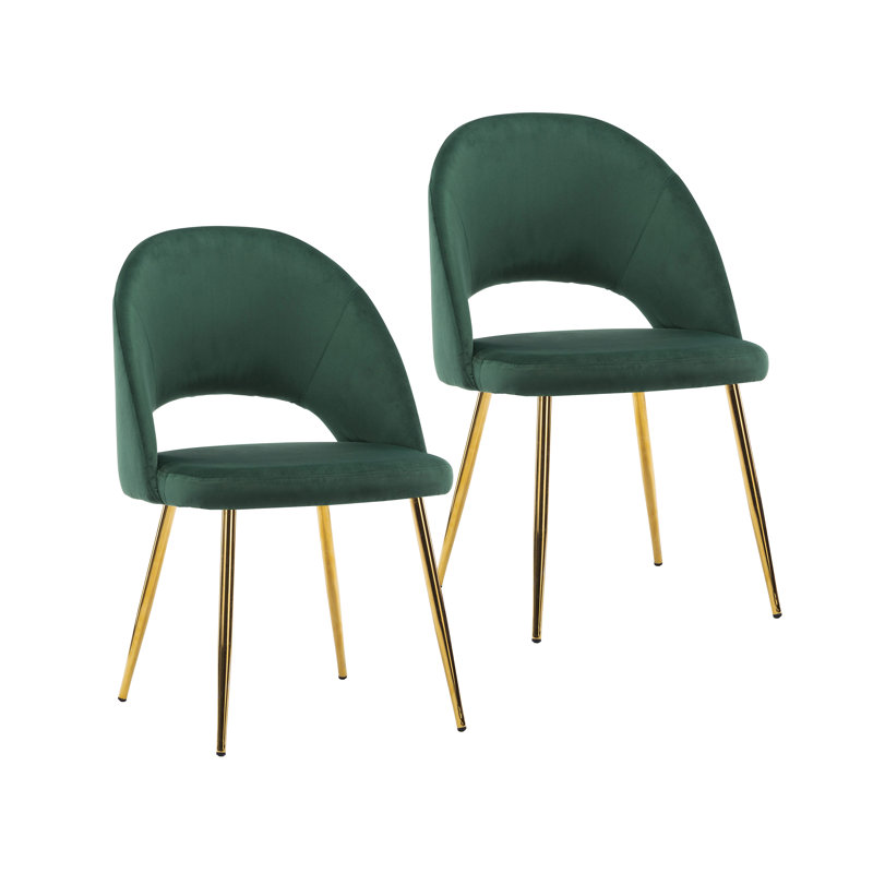 Liara 18.11'' H Velvet Upholstered Side Chair, Green, 2
