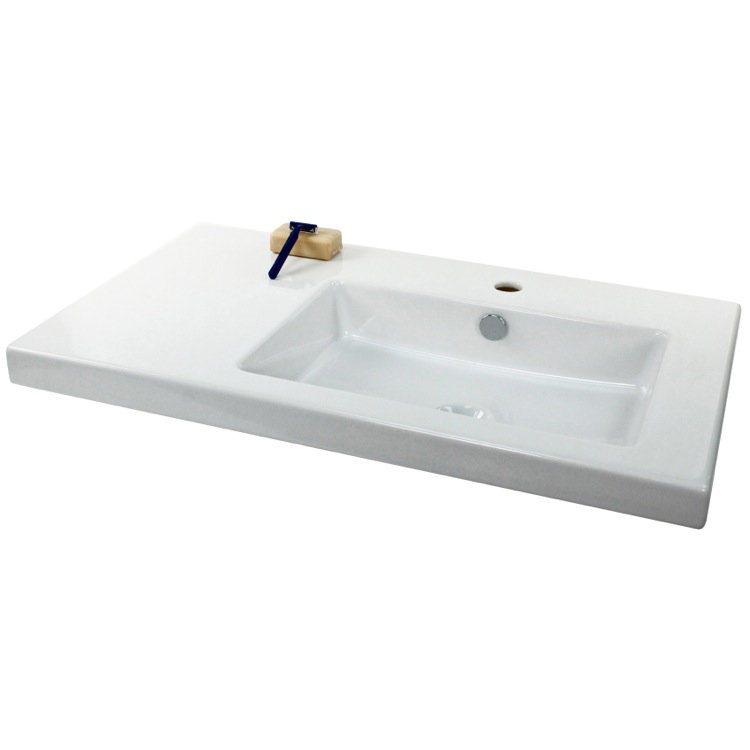 Ceramica Tecla By Nameeks Condal 17.72'' White Ceramic Rectangular Bathroom Sink with Overflow