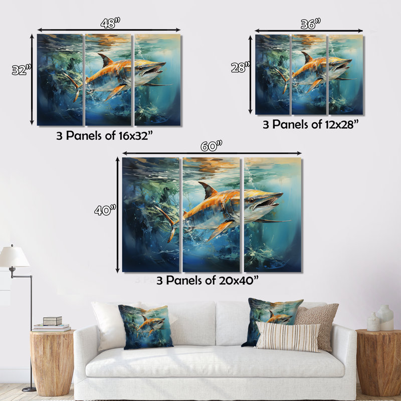 " Fishing Majestic Marlins IV " 3 - Pieces, 40" H x 60" W x 1" D