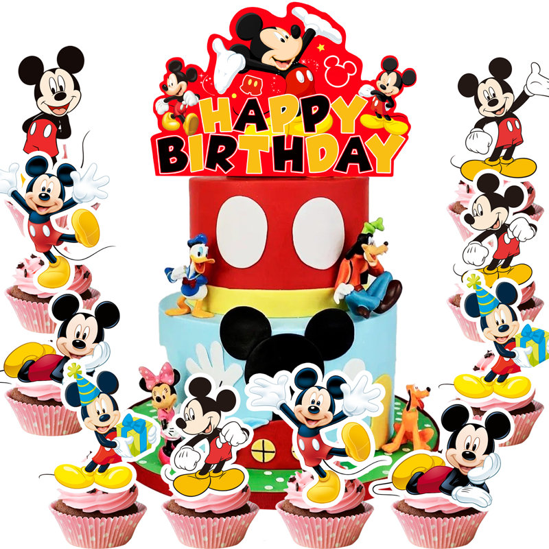 Mickey Mouse Cake Party Supplies,13pcs Mickey Mouse Cake Toppers Set