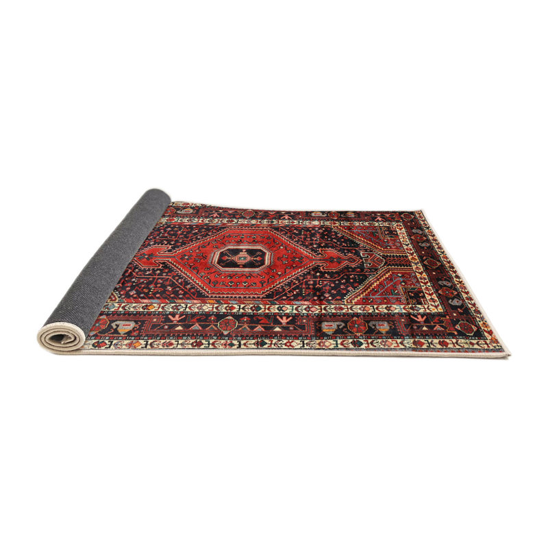 Tapis à motif oriental rouge / noir, Rectangle 6 pi x 9 pi